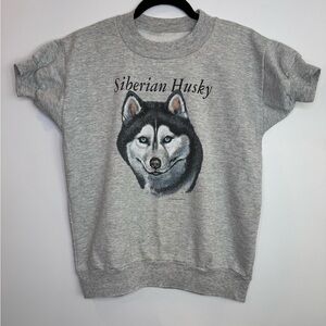 Vintage Gray Siberian Husky Graphic Sweatshirt